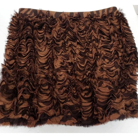 MICHAEL Michael Kors Skirt 2 Animal Print Ruffle Flirty Brn/Blk Tiers/Gather 3D - Picture 5 of 11